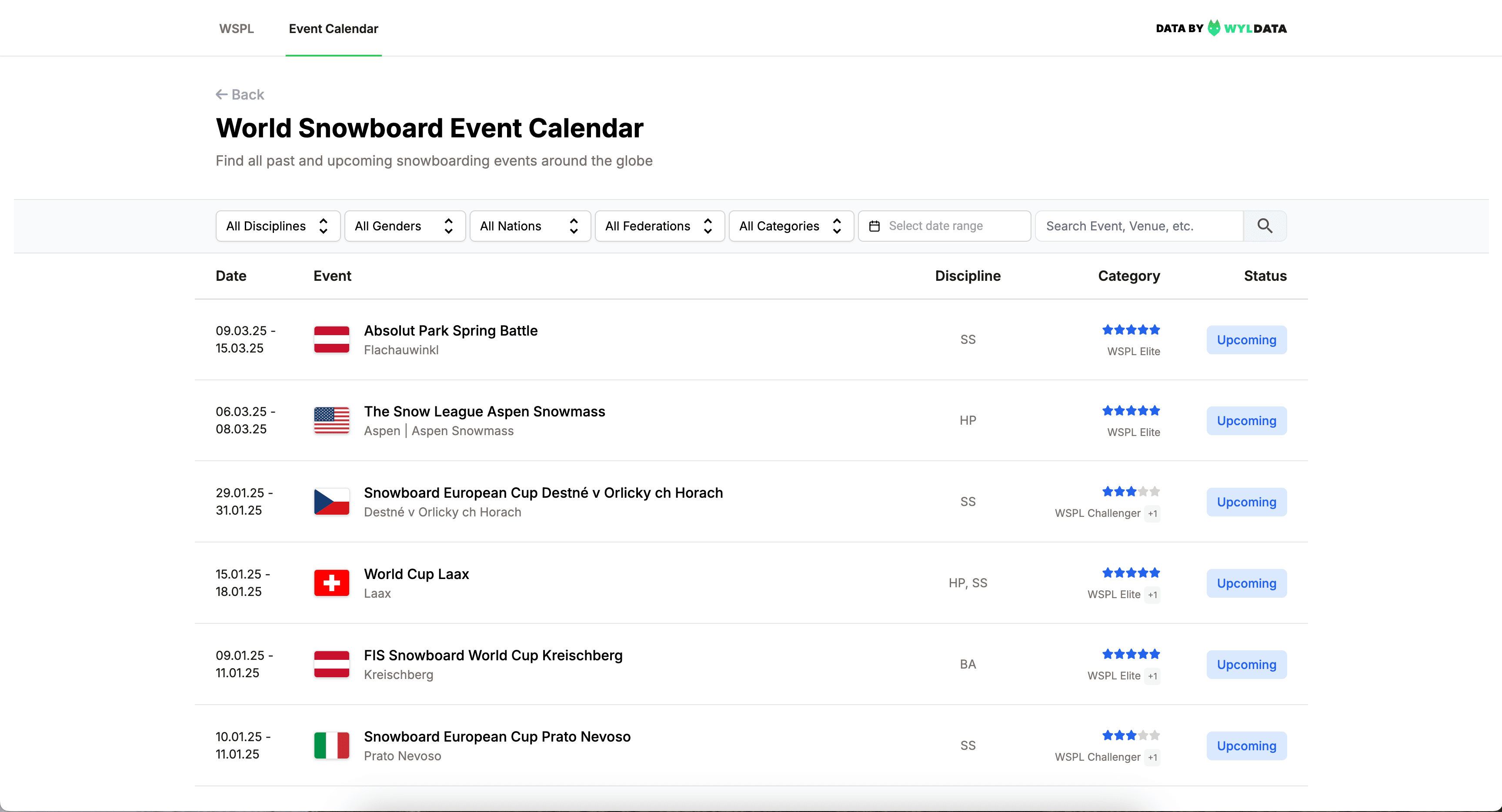 WSPL Event Calendar (New)